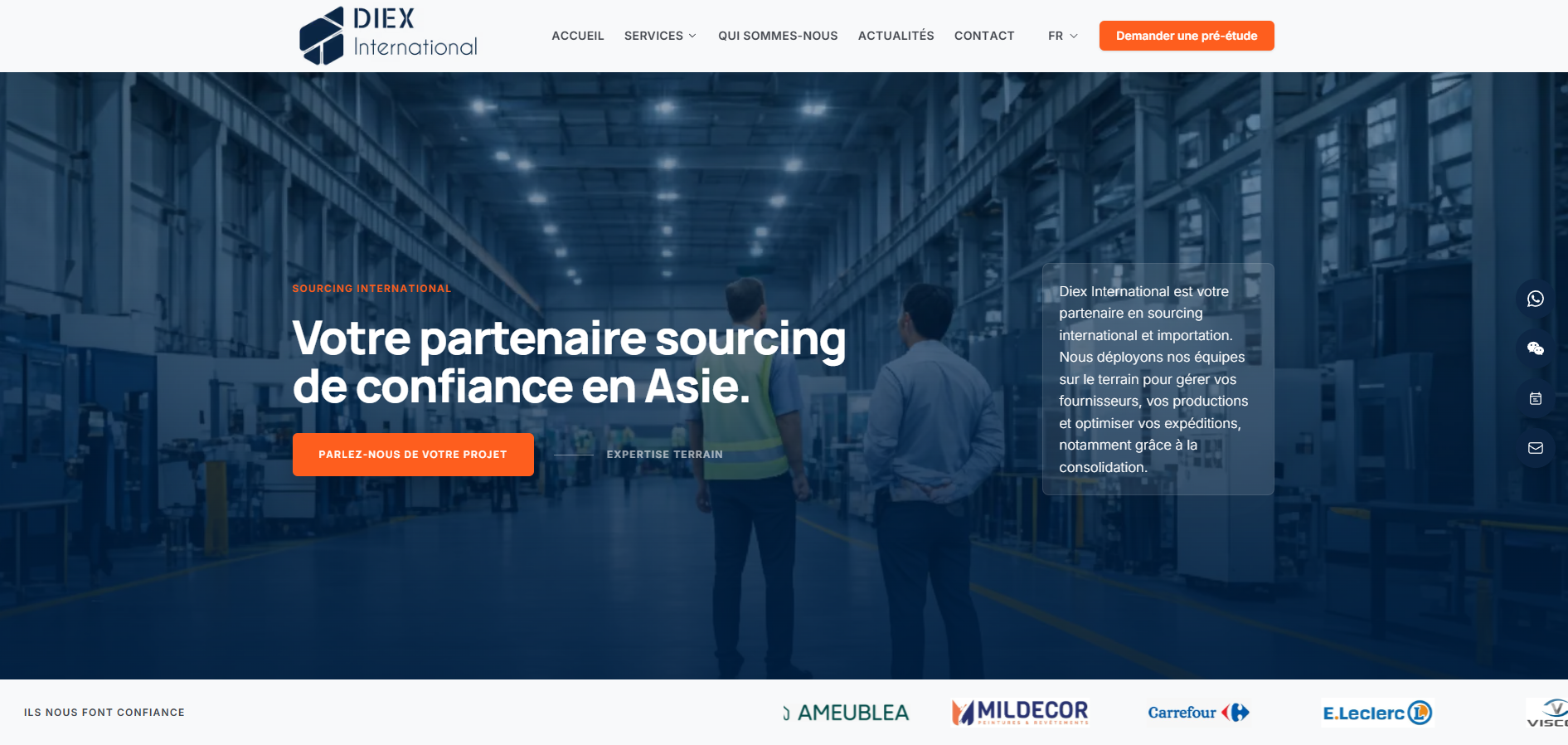 Accueil du site Diex International